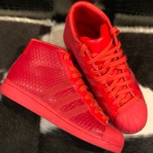 Red Superstar High Top Adidas